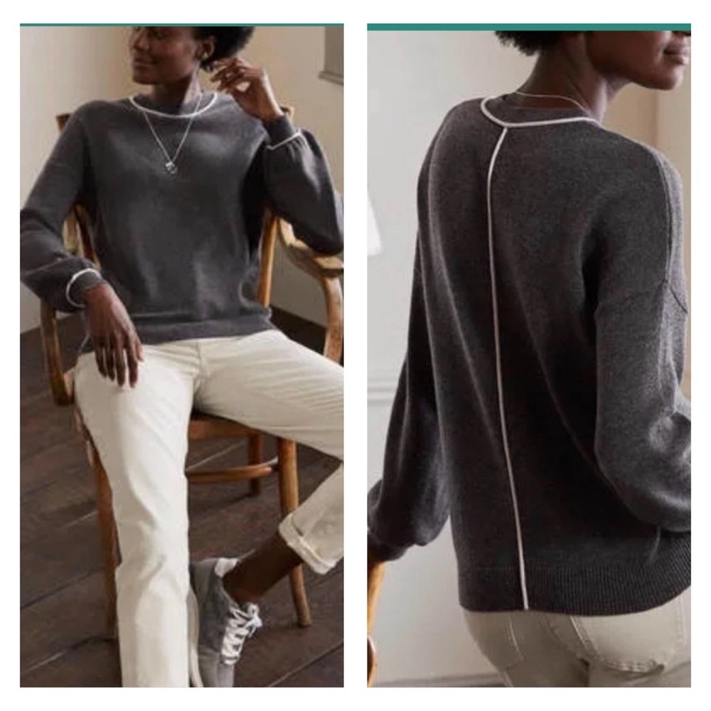 Boden Sweater Wool‎ Cashmere Crew Neck Charcoal Melange 6
